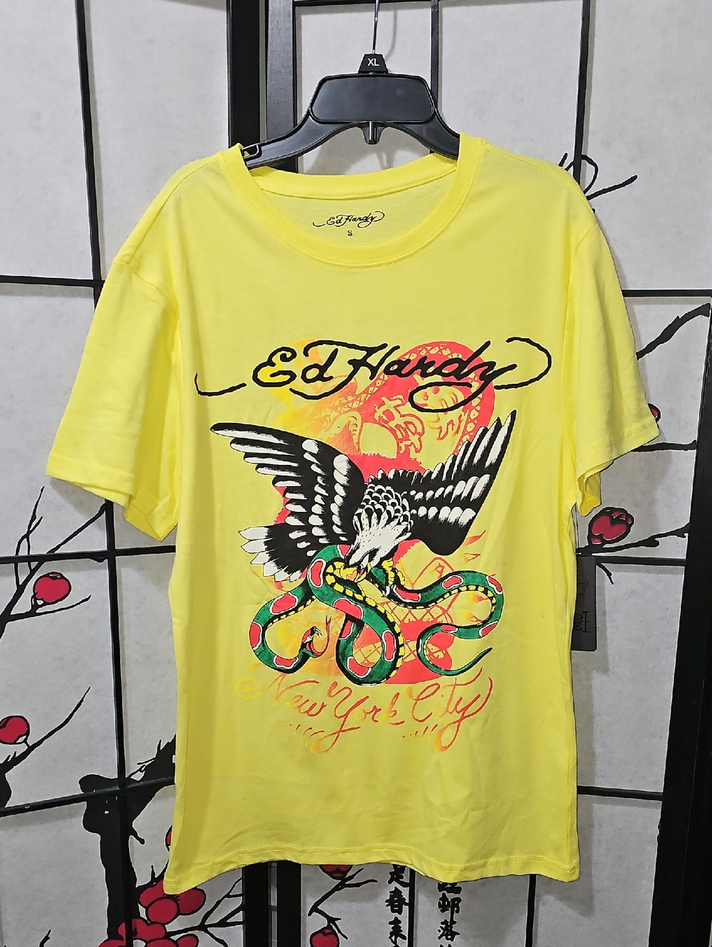Ed Hardy Yellow Graphic T-Shirt Small New